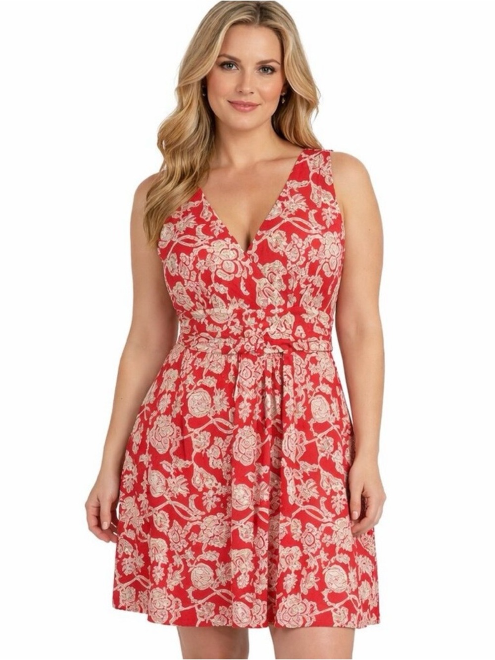 Ann Taylor Factory | Paisley Floral Print Fit and Flare V-Neck Sleeveless Dress